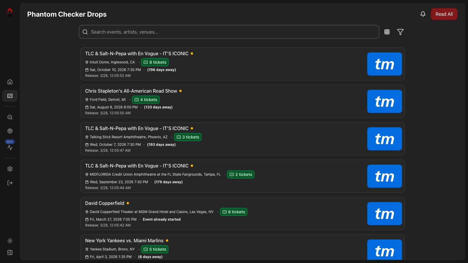 Drops dashboard preview